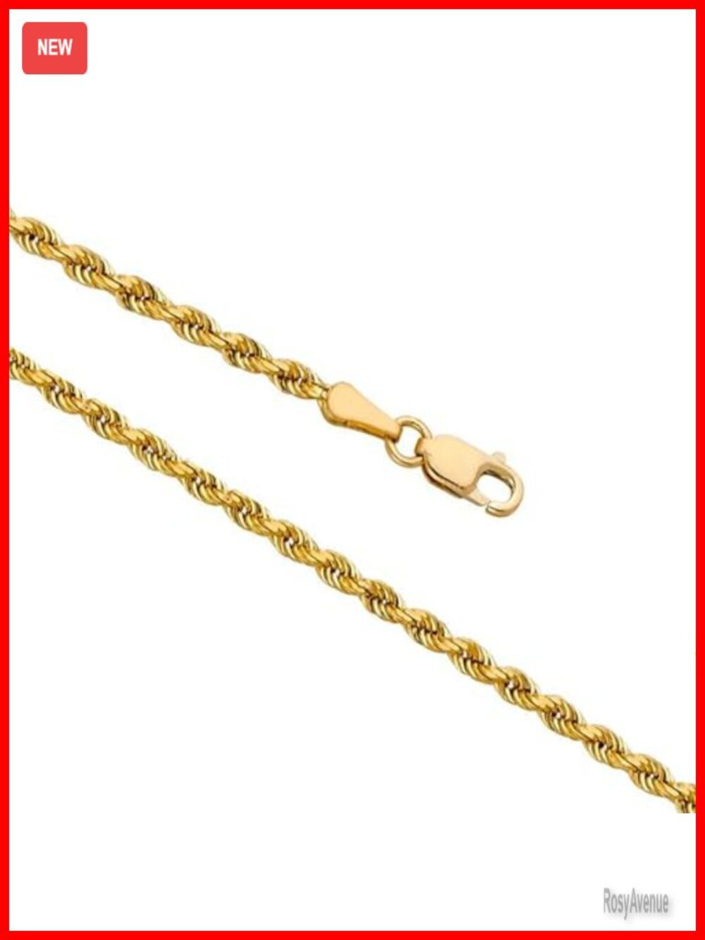 14K Real Yellow Gold 1.5mm Solid Diamond Cut Rope Chain Necklace Lobster Lock 22